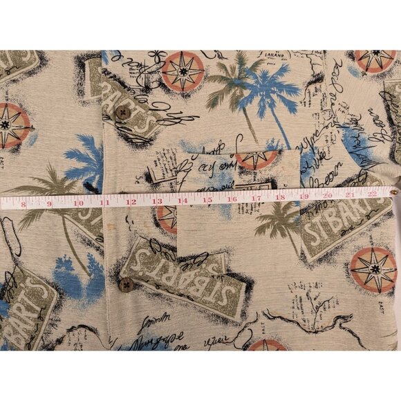 Havana Jacks Cafe Silk Hawaiian Short Sleeve Men Medium Button Up Shirt St Barts - Picture 3 of 8